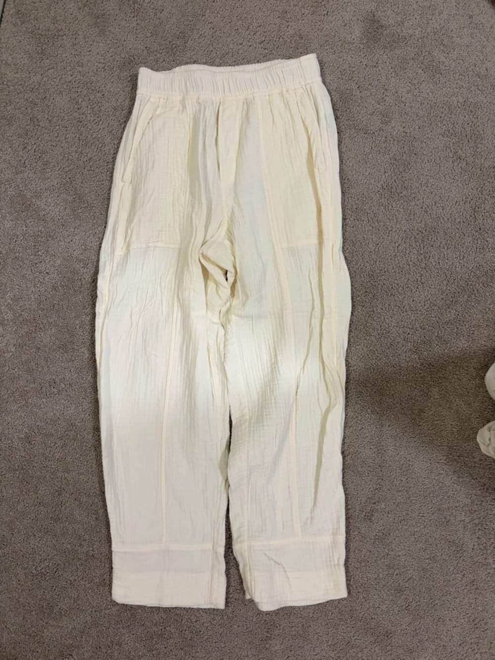 Madewell Off-White Elastic Waist Linen Pants